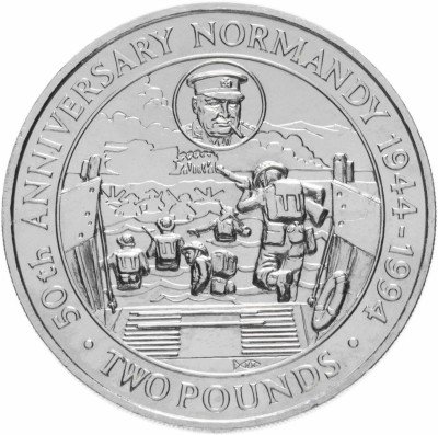 Купить Гернси 2 фунта 1994 "50-летие высадки в Нормандии"