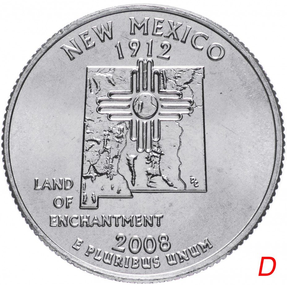 купить США 1/4 доллара (квотер, 25 центов) 2008 D "Штат Нью Мексико"