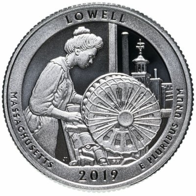 купить США 25 центов (квотер, 1/4 доллара, quarter dollar) 2019 S Proof Национальный исторический парк Лоуэлл