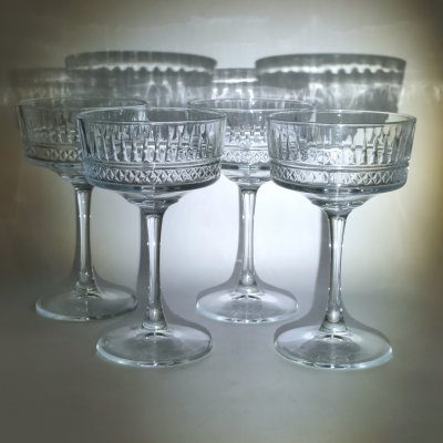 купить Набор из 4-х бокалов-креманок с геометрическим декором, стекло, Pasabahce, Турция, 1990-2010 гг.