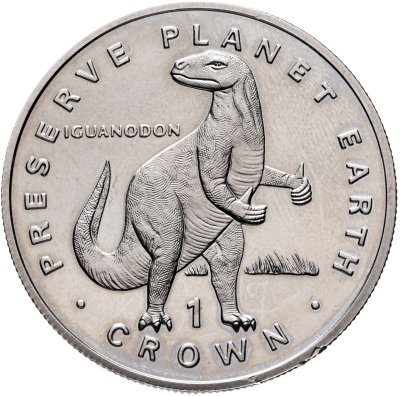 купить Остров Мэн 1 крона (crown) 1993 "Заповедник планета Земля - Игуанодонт"
