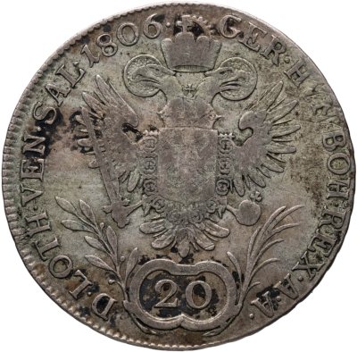 купить Австрия 20 крейцеров (kreuzer) 1806, знак монетного двора "A" - Вена