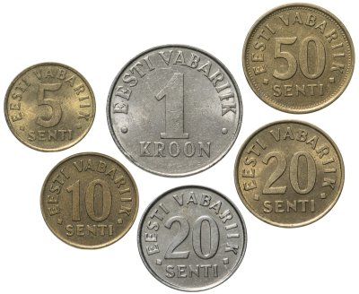 купить Эстония, набор из 6 монет 1991-2003