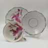 Купить Трио чайное с цветочным декором пурпурного оттенка, фарфор, роспись, золочение, Weimar Porzellan (Веймарский фарфор), ГДР, 1949-1980 гг.