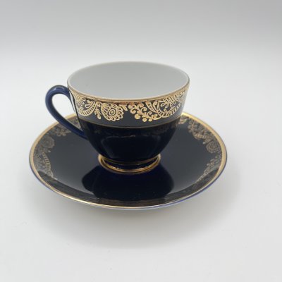 купить Пара кофейная, фарфор, крытье кобальтом, золочение, Ленинградский фарфоровый завод (ЛФЗ), СССР, 1970-1990 гг.