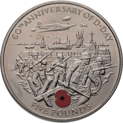 купить Гернси 5 фунтов (pounds) 2004 "60 лет Высадке в Нормандии"