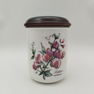 купить Банка "Lathyrus tuberosus" ("Латирус бугристый") для сыпучих продуктов (для чая, специй), серия "Botanica", фарфор, деколь, дерево (крышка), Villeroy & Boch, Люксембург, 1980-2002 гг.