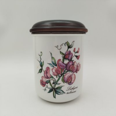 купить Банка "Lathyrus tuberosus" ("Латирус бугристый") для сыпучих продуктов (для чая, специй), серия "Botanica", фарфор, деколь, дерево (крышка), Villeroy & Boch, Люксембург, 1980-2002 гг.