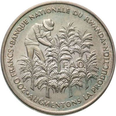 купить Руанда 200 франков 1972 "10 лет Независимости"