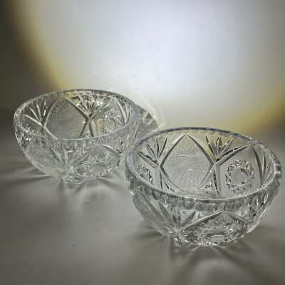 купить Набор из 2 розеток с геометрическим декором, хрусталь, алмазная грань, СССР, 1970-1990 гг.