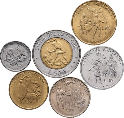 купить Ватикан набор из 6 монет 1995 (10, 20, 50, 100, 200, 500)
