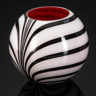 купить Ваза шарообразной формы "Зебра", Loranto Glass, стекло, гутная техника, Западная Европа, 2000-2020 гг.