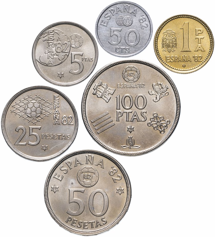 купить Испания набор монет 1980 "Чемпионат мира по футболу 1982" (6 монет)