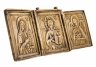 Купить Складень трёхстворчатый «Деисус» (Господь Вседержитель, Богоматерь и Иоанн Креститель), латунь, Российская империя, 1850-1900 гг.