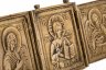 Купить Складень трёхстворчатый «Деисус» (Господь Вседержитель, Богоматерь и Иоанн Креститель), латунь, Российская империя, 1850-1900 гг.