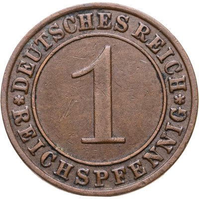 купить Германия 1 рейхспфенниг (reichspfennig) 1927 G знак монетного двора "G" — Карлсруэ