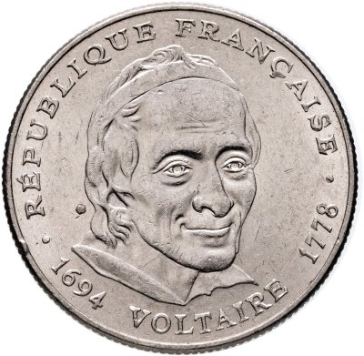 купить Франция 5 франков (francs) 1994 "300 лет со дня рождения Вольтера"