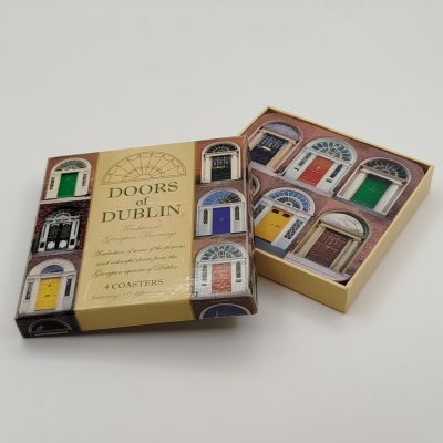 купить Набор из 4-х костеров (подставок под стаканы) с изобрважением дверей Дублина, пробка, печать, картон, Ирландия, 2000-2015 гг.