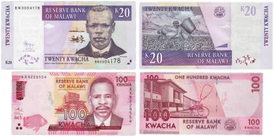 купить Малави набор из 2 банкнот 20 и 100 квача 2009-2016