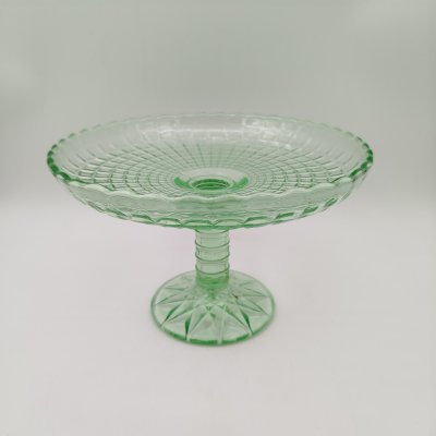 купить Конфетница фигурная на ножке, цветное стекло, пресс, СССР, 1970-1980 гг.