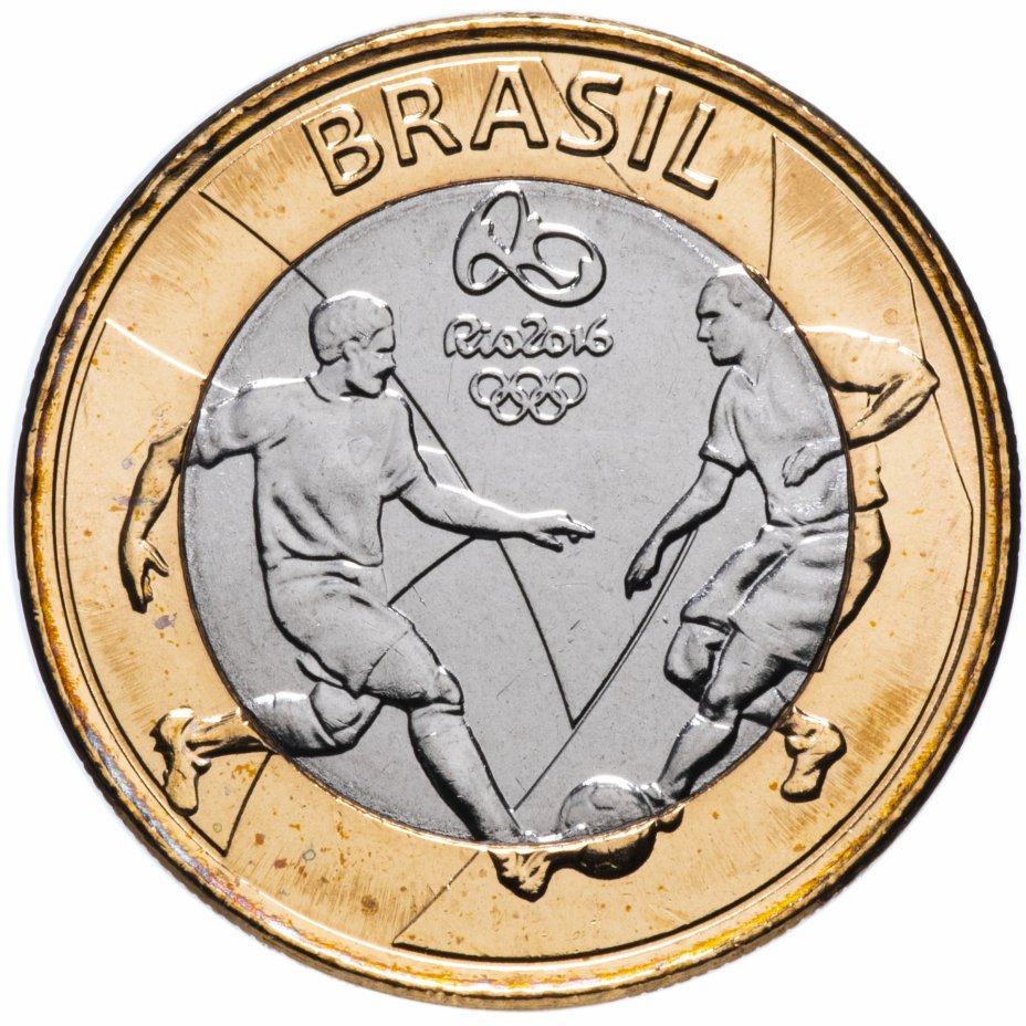 купить Бразилия 1 real (реал) 2015 "XXXI летние Олимпийские Игры, Рио-де-Жанейро 2016 football (футбол)"