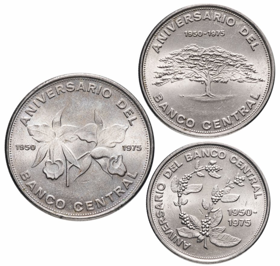 купить Коста Рика набор монет 1975 года 5, 10, 20 колон (colones)  25 летие центрального банка