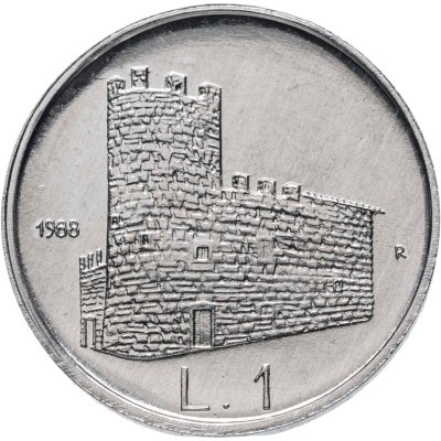 купить Сан-Марино 1 лира (lira) 1988 "Укрепления Сан-Марино"