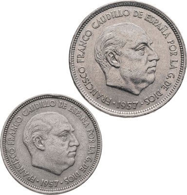 купить Испания набор монет 1957 (2 штуки) Каудильо Франсиско Франко