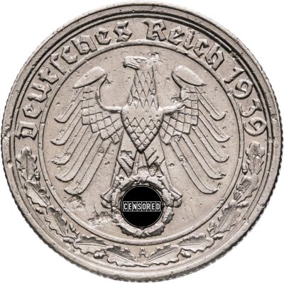 купить Германия, Третий рейх 50 рейхспфеннигов (reichspfennig) 1939, знак монетного двора "A"