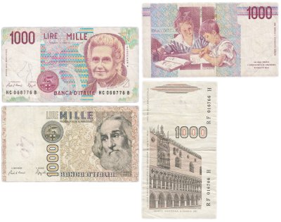купить Италия набор из 2 банкнот 1000 лир 1982-1990