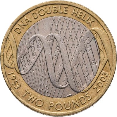 купить Великобритания 2 фунта (pounds) 2003 "50 лет открытию структуры ДНК"