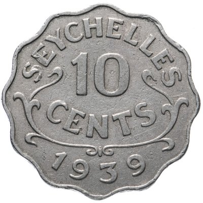 купить Сейшелы 10 центов (cents) 1939