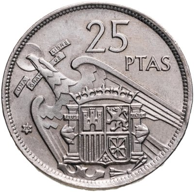 купить Испания 25 песет (pesetas) 1957