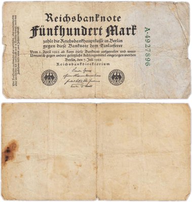 купить Германия 500 марок 1922 P-74