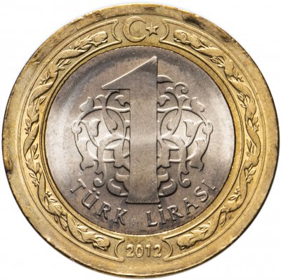 купить Турция 1 лира 2012 "10 лет международной олимпиаде по турецкому языку"