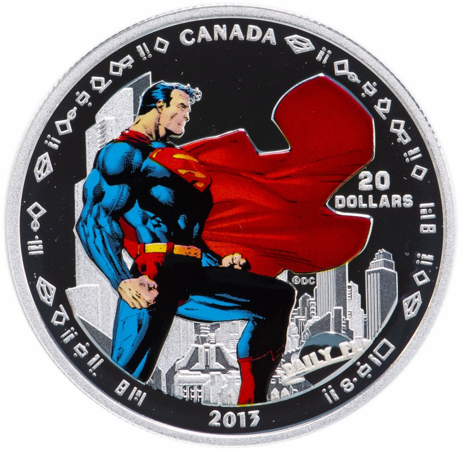 купить Канада 20 долларов 2013 "75 лет Супермену - Стальной человек" в футляре, с сертификатом