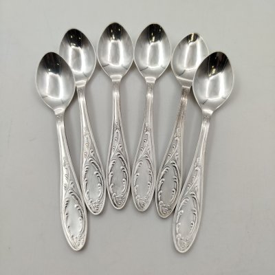 купить Набор из 6-ти миниатюрных ложек с растительным декором, мНЦ (медь-никель-цинк), Кольчугинский завод цветных металлов, СССР, 1960-1980 гг.