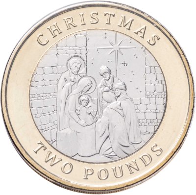 купить Гибралтар 2 фунта (pounds) 2022 "Рождество" в коинкарте