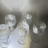 Купить Набор из 5 рюмок на ножках с геометрическим декором, хрусталь, пресс, СССР, 1970-1990 гг.