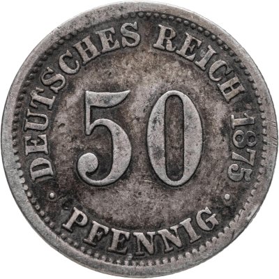 купить Германия 50 пфеннигов (pfennig) 1875, знак монетного двора: "D" - Мюнхен