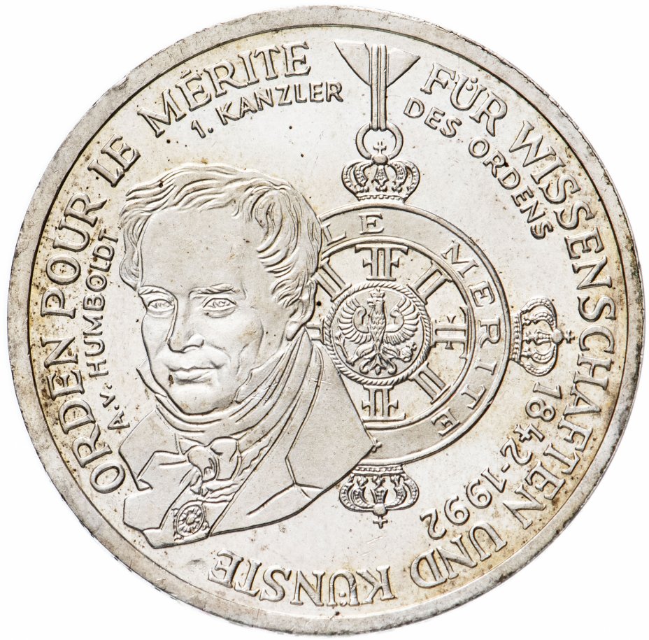 купить Германия 10 марок 1992 "150 лет ордену Pour-le-Merite за заслуги в науке и искусстве" (D)