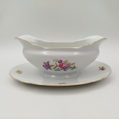 купить Соусник на подставке, украшенный цветочным декором, фарфор, деколь, золочение, Heinrich Winterling GmbH & Co. KG, Германия, 1930-1950 гг.