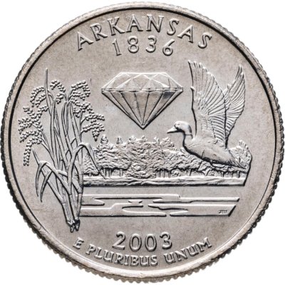 купить США 25 центов (квотер, 1/4 доллара, quarter dollar) 2003 P Арканзас (Arkansas), знак монетного двора "P" - Филадельфия
