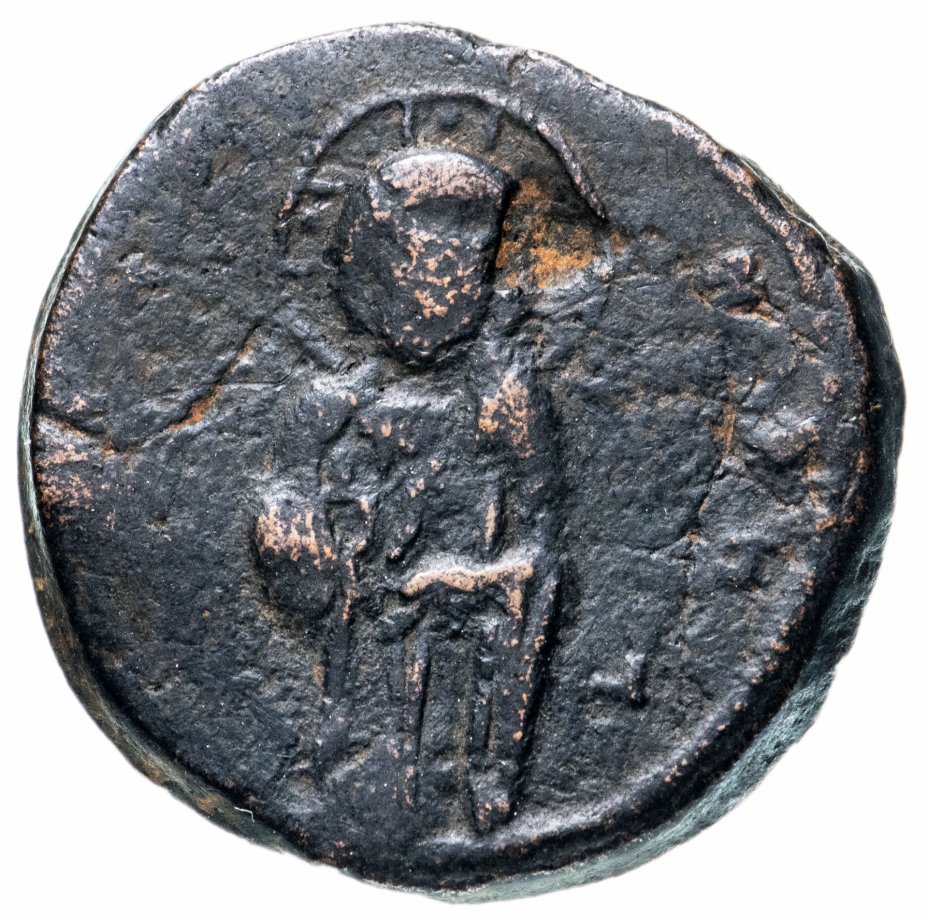 Бронзовая монета византии. Монета Византия фоллис 1034-1041. Медные монеты Византии.