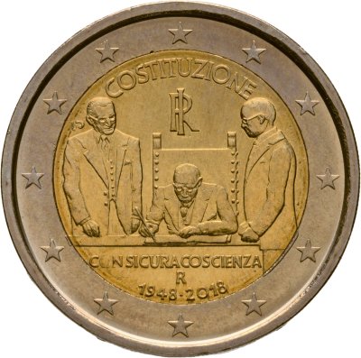 купить Италия 2 евро (euro) 2018 "Конституция Итальянской республики"