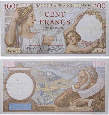 купить Франция 100 франков 1942 (Sully, герцог Сюлли)