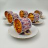 Купить Набор из 6-ти кофейных пар, украшенных растительным декором, фарфор, деколь, золочение, Pirkenhammer, Чехословакия, 1970-1990 гг.