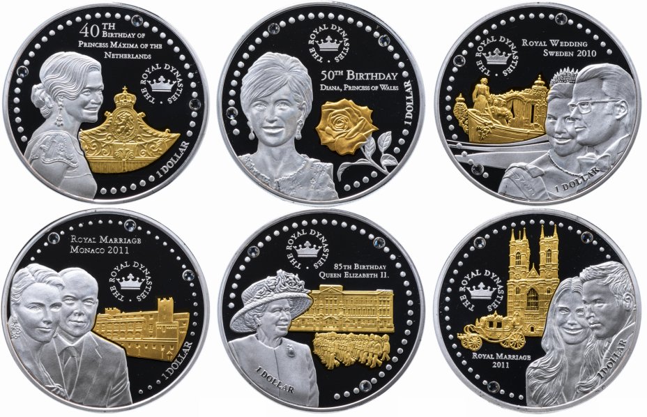 купить Соломоновы острова набор из 6 монет  1 доллар 2011 "Королевские динстии"