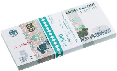 купить 5 рублей 2023 (НОВЫЙ выпуск образца 1997) серия эа (корешок 100шт, номера не по порядку) [ПРЕСС]