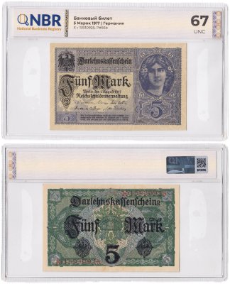 купить Германия 5 марок 1917 в слабе NBR UNC 67